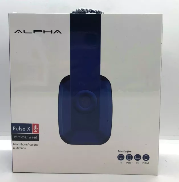 Alpha Pulse X Wireless/Wired Bluetooth Headphones Blue - Brand New Sealed Box