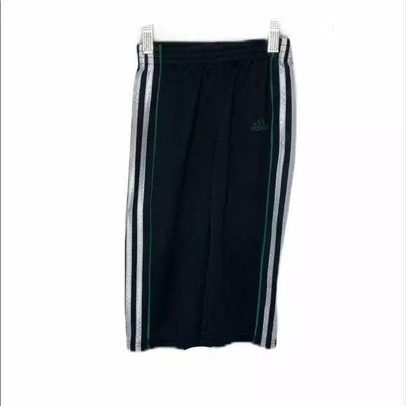 Adidas Boy's Track Pant's Black White and Green Athletic Straight Leg Size 3T