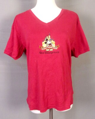 Vintage 90s Walt Disney Monde Disney Thème Parcs Col V Femmes Haut Cousu XL