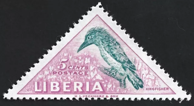 Liberia #344 1953 BIRDS 5c PRINTED ON GUM SIDE MNH