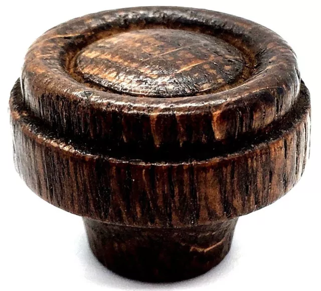 TEAK / WALNUT KNOBS 34mm sculpt ring wooden cupboard cabinet drawer knob (175)