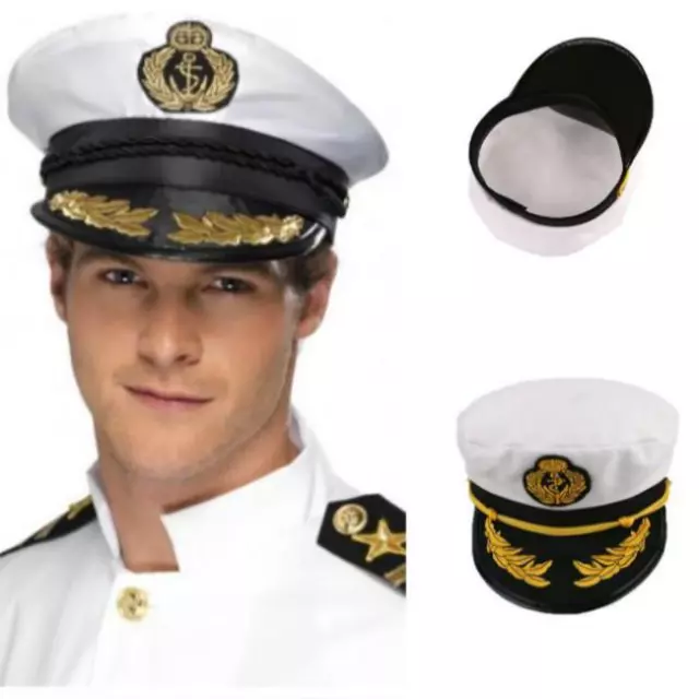 Adult Yacht Captain Adjustable Sailor Cap Boat Hat Navy Marine Fancy Costume JJ