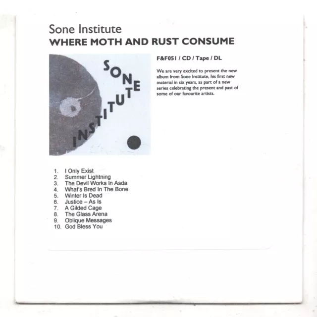 (KR183) Sone Institute, Where Moth & Rust Consume - unopened DJ CD