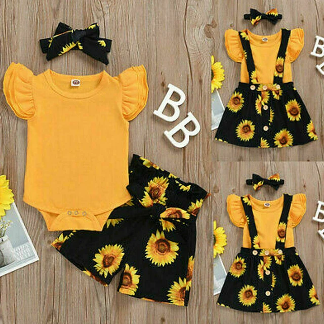 Set abiti 3 pz romper top neonate pantaloni floreali fascia per bambine