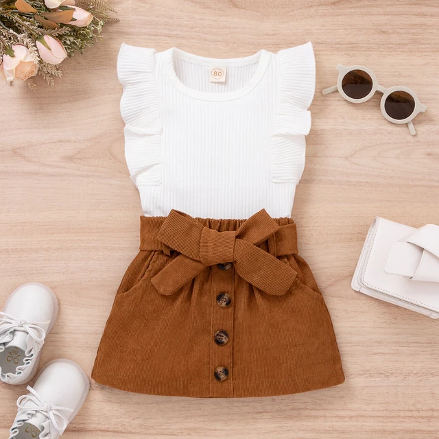 Abiti per bambina vestiti casual t-shirt top + pantaloncini gonne set abito 3