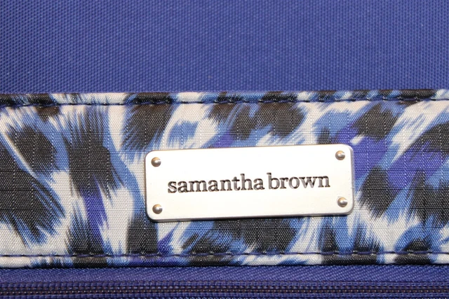 Samantha Brown Navy Leopard NEW 2PC Set Carry On & Tote Luggage S7655-47-2PC 15