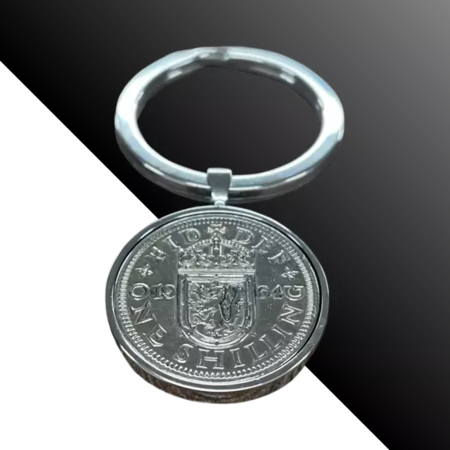 1964 60th Birthday Gift Shilling English or Scottish Luxury Coin Keyring 2