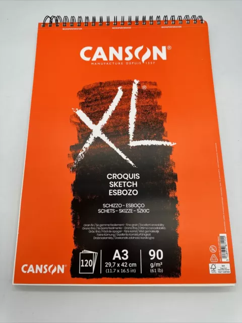 (0,10€/Blatt) Canson 787115 Skizzenblock XL Skizze, A3 90g/m², 120 Blatt