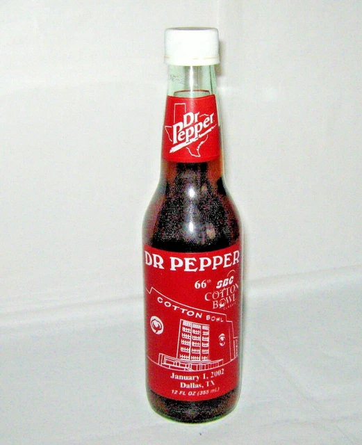 66th SBC Cotton Bowl COMMEMORATIVE DR. PEPPER 12 OZ. BOTTLE Sooners Razorbacks