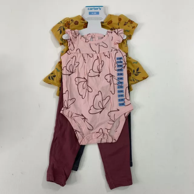 Carter's Baby 9M Girls' 4 Piece Set Short Sleeve Bodysuit Pants 9 Months