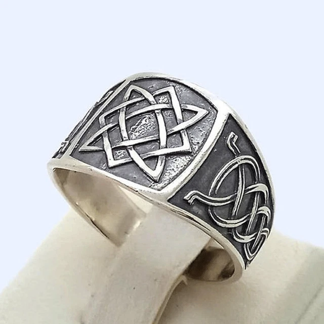 Celtic Ring Square Band Art Deco Polygon Retro Style Jewelry For Men Size 6-13