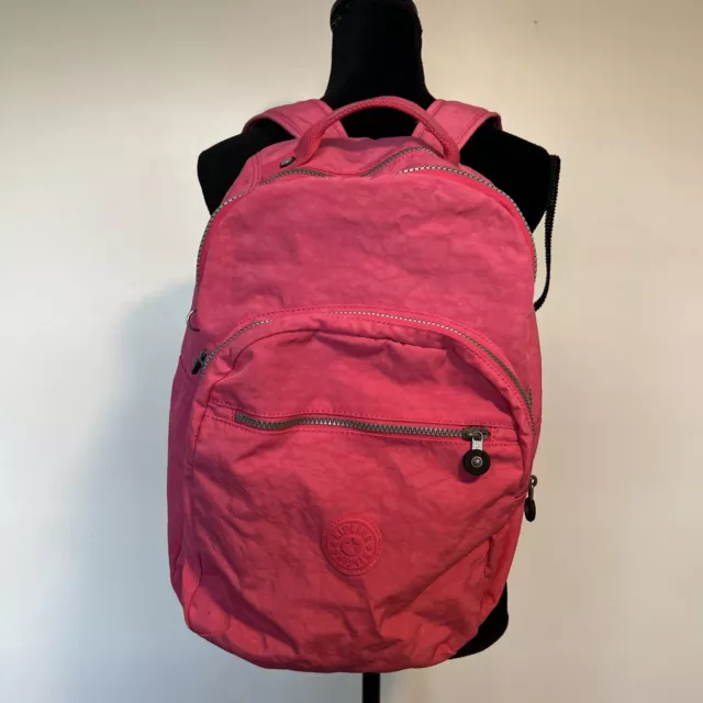 Used  Kipling Seoul Backpack Laptop Travel Bag Nylon PINK Large
