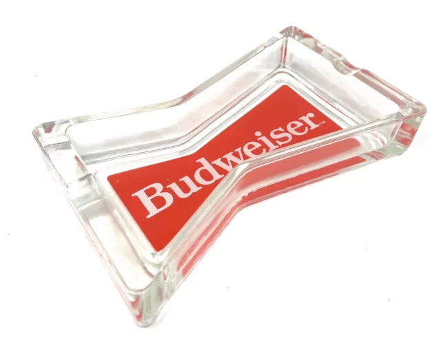 Vintage 90s Budweiser Beer Sponsor Spellout Glass Ashtray