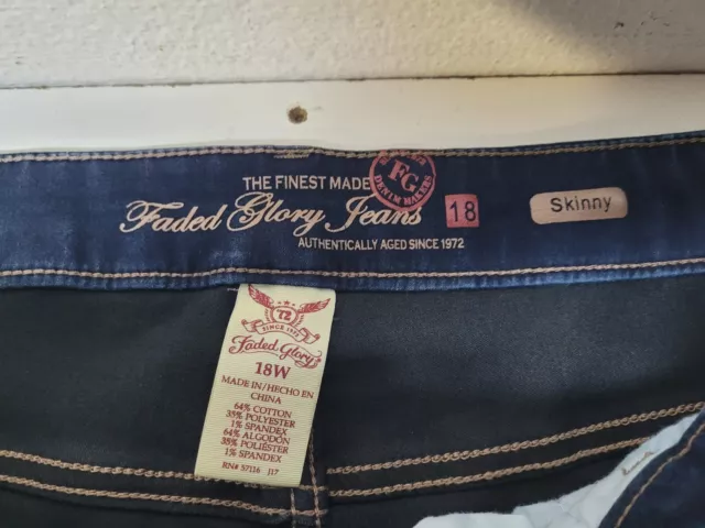 FADED GLORY WOMEN'S skinny jeans size 18w / we1938 r4 d4 $9.99 - PicClick