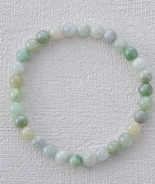 Authentic Natural Jade Gemstone Burmese Jadiete Bracelet Beads. 6.5mm Bead, 17cm