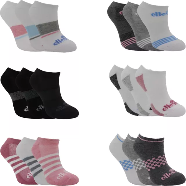 Ellesse Womens Elasticated Ankle 3 Pairs Socks Ladies Trainer Low Cut Sock Pack