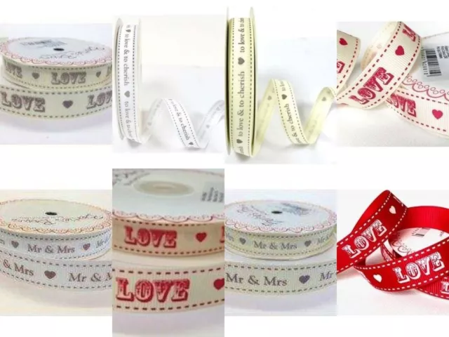 Wedding Ribbon Mr and Mrs to Love and to Cherish Grosgrain Width 16mm