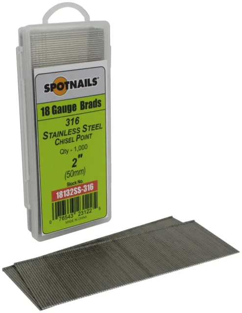 Spotnails 18132SS-316 2 in. 316 SS 18 Gauge AX Style Brads, 1,000/Box