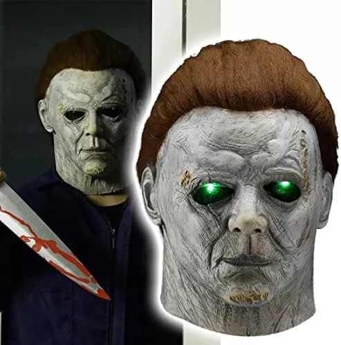 LED Light Up Michael Myers Killer Mask Halloween Scary Full Head Costume