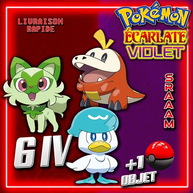 [PRÉCOMMANDE] Pack Starter 9G Pour Pokémon Écarlate/Violet - 6 IVs, Shiny, Objet - Nintendo Switch