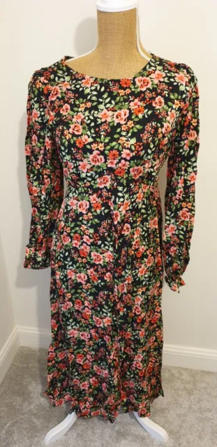 River Island Mama Black Floral Long Sleeve Maternity Dress Size UK 🇬🇧 12 New