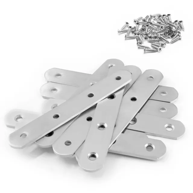 Eilumduo 10Pcs 128mm/5 Stainless Steel Straight Brace Metal Joining Plates Heavy