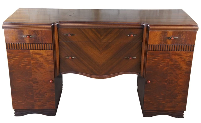 Antique Art Deco Walnut Bakelite Buffet Console Server Credenza Sideboard 62" Antique Art Deco Walnut Bakelite Buffet Console Server Credenza Sideboard 62"