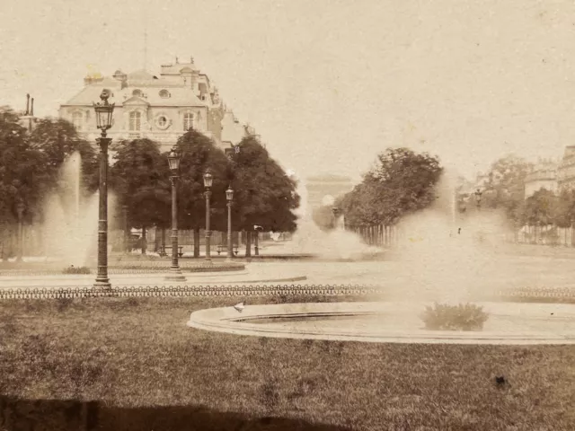 FRANCE Paris Avenue des Champs-Élysées c1870 Photo Stereo Vintage Albumine PN