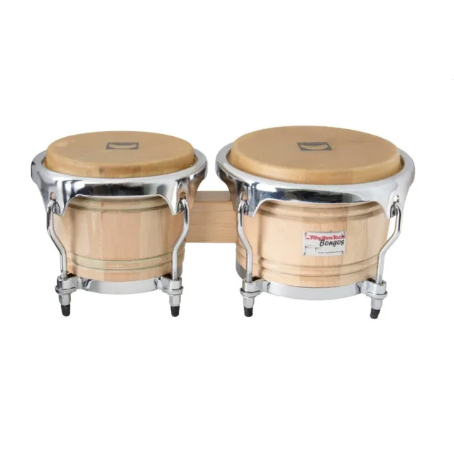 RHYTHM TECH BONGOS RT5200 Natural Finish 7" & 9" Drum Percussion