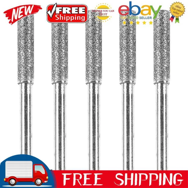 5pcs/Set Diamond Coated Grinding File Stone Heads Drill Bit (4mm Silver)