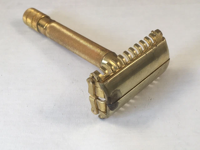 Vtg Gillette SHERATON 1st Generation TTO Razor Gold Tone  Open Comb c.1937
