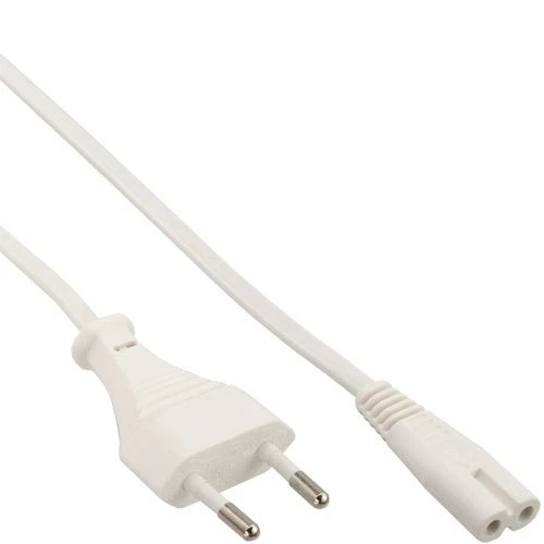 5 cables de alimentación InLine®, conector de alimentación en conector Euro 8, blanco, 1,5 m