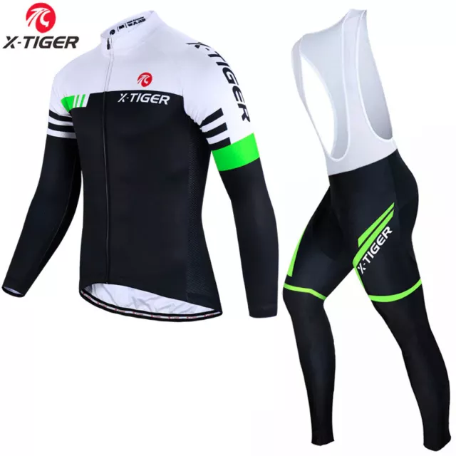 COMPLETO CICLISMO INVERNALE con pile SET MAGLIA PANTALONI IMBOTTITI BICI X TIGER