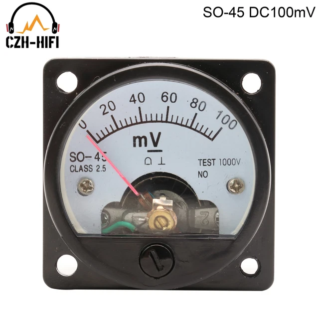 1pc 45mm DC 100mV Panel Meter Voltage Graph Voltmeter Vintage Audio Amplifier