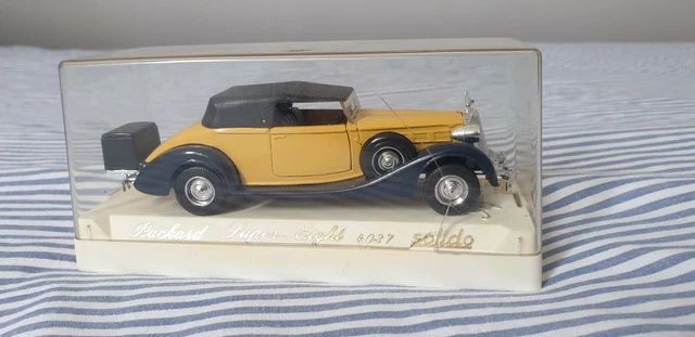 Solido Age d'Or Packard Super-Eight 4037, Jaune, ailes Bleues, échelle 1/43