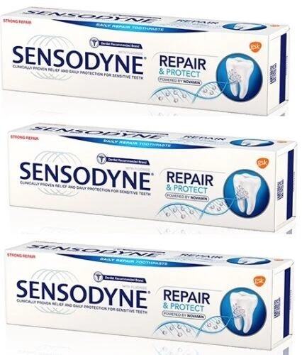 3X pasta de dientes diaria Sensodyne reparación y protección para dientes sensibles extra frescos 70 g