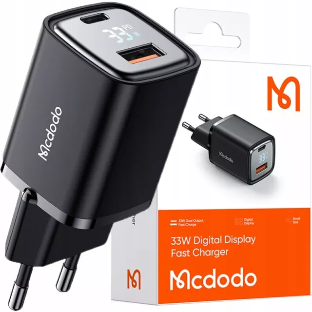 Chargeur USB/USB-C, Nano, avec écran, Gan 33W Pd, Mcdodo
