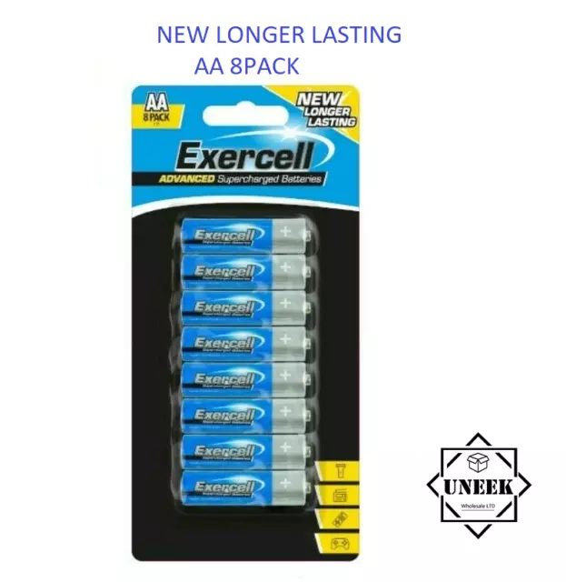 1.5V EXERCELL ADVANCED AA 8 PACK SUPERCHARGED Batteries Long Lasting Battery UK