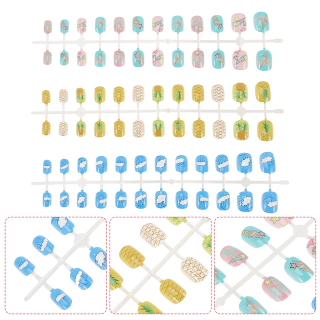 3 piezas de dibujos animados estilo fruta uñas falsas desmontables puntas de uñas falsas