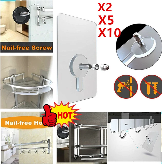 10PCS Hanger Self Adhesive Hanging Traceless Screw Punch-free Wall Hook Stsds