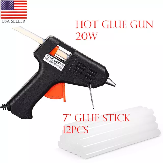 Glue Gun with 12 pcs Glue Sticks Kit Hot Melt 20W for Crafts School DIY BLACK US