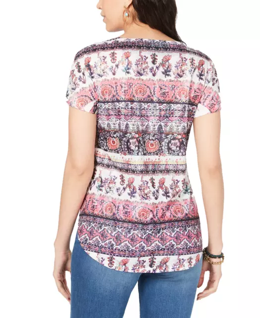 Style & Co Women's Printed Scoop-Neck T-Shirt (Seven Lines, Medium) 2