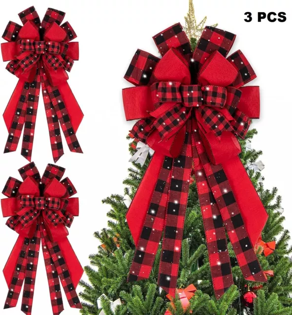 Red And Black Buffalo Plaid Glass Christmas Tree Ball Ornaments