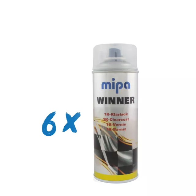 6x Mipa Winner Spray Acryl-Klarlack 400ml glänzend, Spraydose