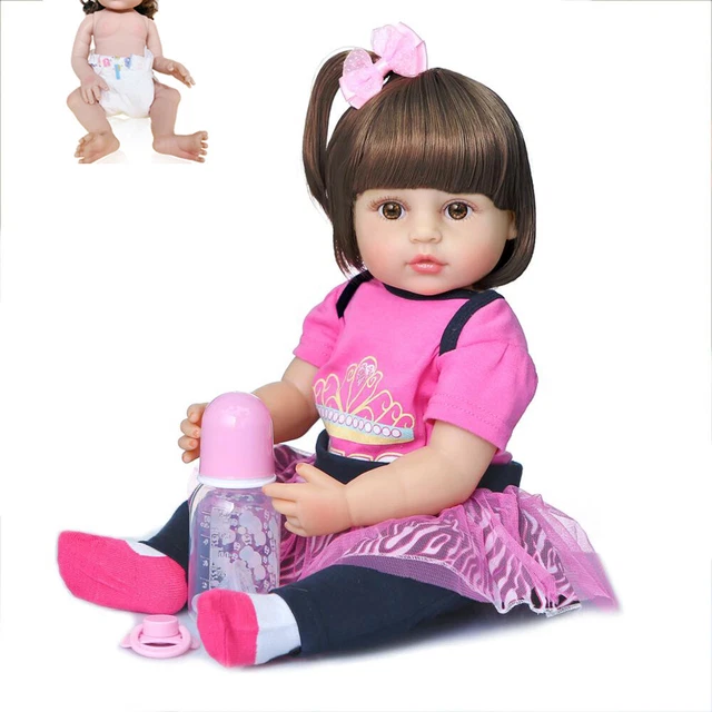 22" Realistic Reborn Toddler Full Body Silicone Vinyl Girl Doll Waterproof Cute