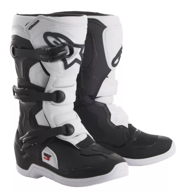 Alpinestars Tech 3S Youth Boots White Black New Kids Junior Mx Cheap Motocross