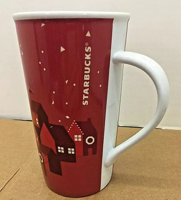 2013 Starbucks Tall Coffee Tea Mug  16 oz Red Christmas Holiday Red Village