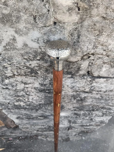 Viktorianischer Gehstock Mit Messinggriff – Antik-Design Aus Holz – Moderner Nachbau