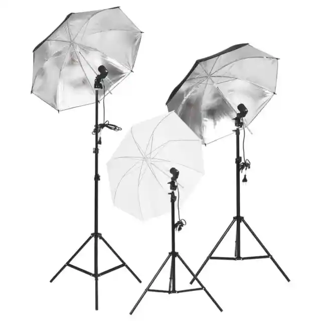 Set de iluminación estudio con trípodes y sombrillas vidaXL