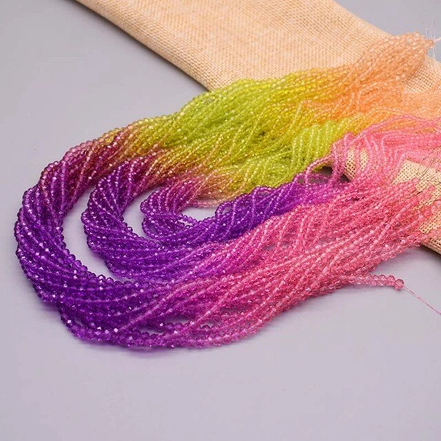 Fluorescence Color 2 3 4Mm Glass Beads Dyeing Rondelle Crystal Beads Faceted Loo